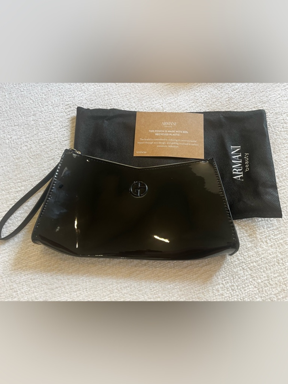 Armani Black Patent Wristlet Clutch